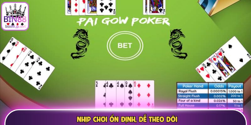 Nhịp chơi ổn định, dễ theo dõi